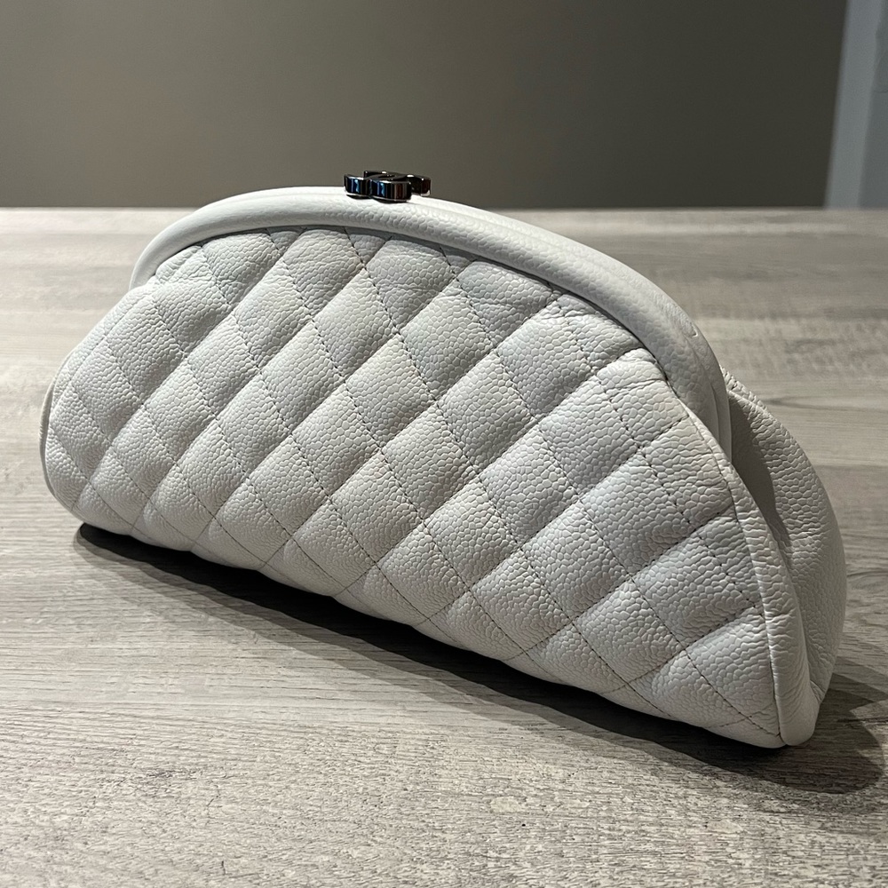 Chanel Quilted Timeless Clutch White *Authentic*